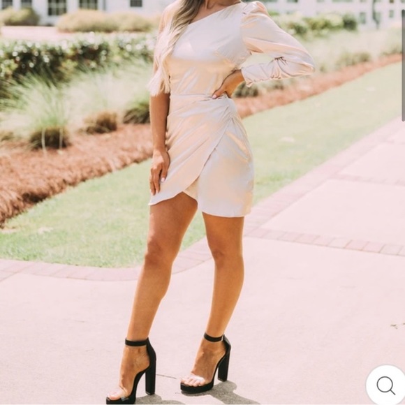 Brand NWT Shop These Three Boutique Satin One Shoulder Dress - Picture 3 of 5